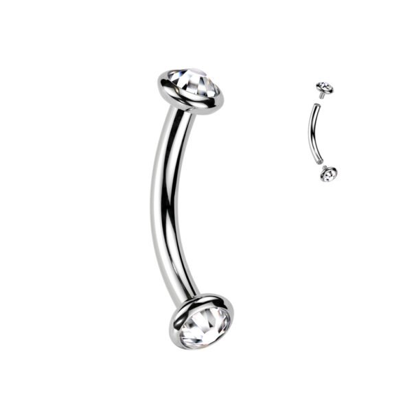 Curved Barbell With Flat Bezel Set